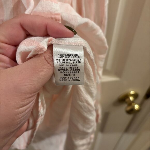 Umgee Women's Boho Pink/White Striped Thin Long Sleeve Top ~ Medium - Picture 5 of 6